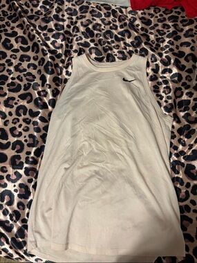 Nike Cream Sleeveless Athletic Tank with Black Swoosh